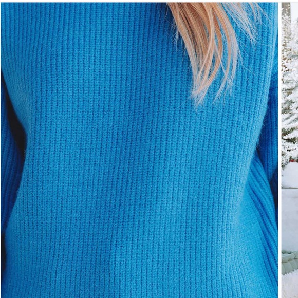 NEW Ready Set Snow Turtleneck Knit Sweater - Blue Size Large - Picture 7 of 10